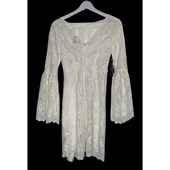 Marciano By Guess Saffron White Lace Bell Sleeve Mini Dress US 2 EU 38 Boho $330 - Picture 2 of 9